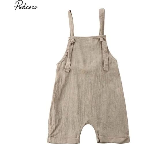 2019 Brand Toddler Kids Baby Boys Girls Bib Pants Romper Summer New Casual Solid Sleevelss Jumpsuit Playsuit Outfit For 0-3T