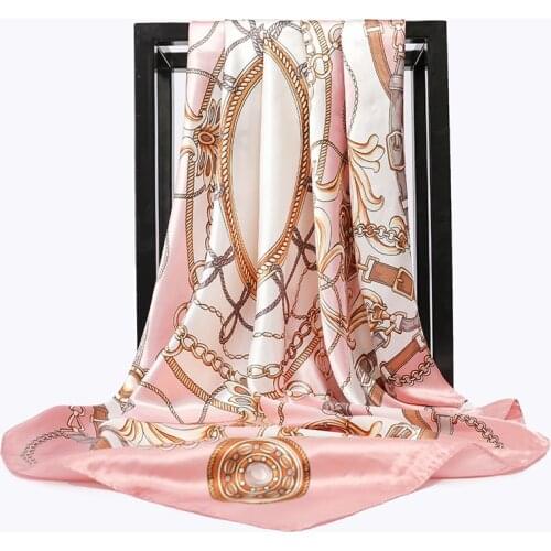 2021 Luxury Brand Square Scarf Fashion Beach Women 90*90cm Head Silk Wrap Spring Summer Shawl Ladies Foulard Bandanna Muffler