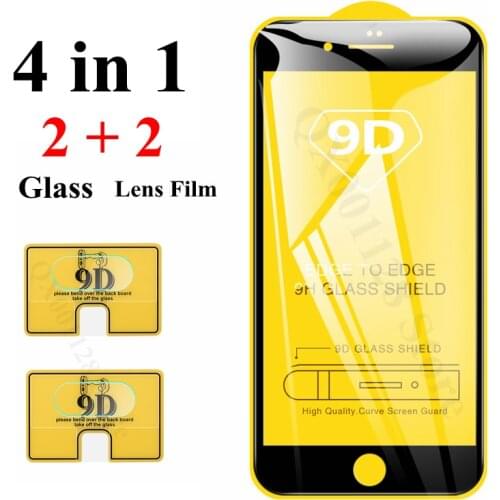 4-IN-1 Front+Back +Lens Protective tempered glass For iphone 7 8 plus SE 2020 Screen Protector protective Glass For iphone 8 7