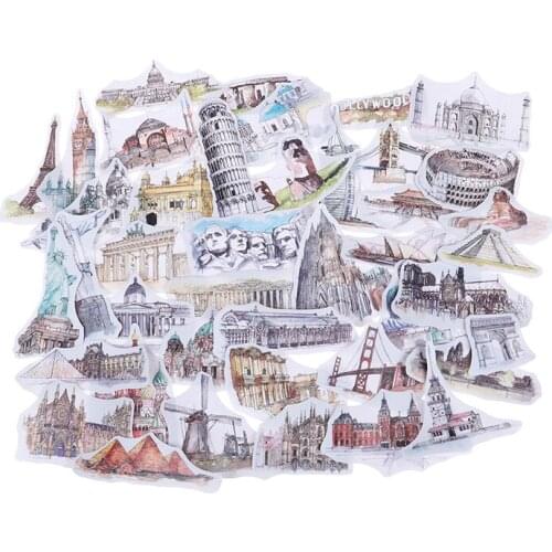 42pcs/set cities tower label stickers DIY scrapbooking stickers travel world sticker