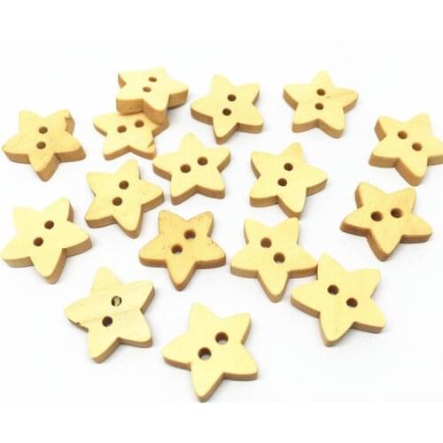 500pcs 13mm Baby Cartoon Wooden Sewing Five Stars Buttons Natural 2 Holes Button for Scrapbooking Christmas Crafts