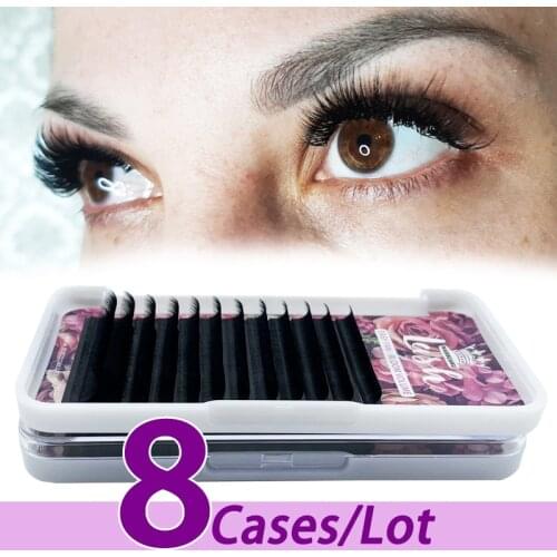 8pcs/lot High quality 0.05 0.07 volume easy fans eyelash extension soft faux cils volume russe mink eyelashes for professionals