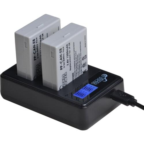 LP-E8 LPE8 LP E8 Battery + LCD Dual Charger for Canon 550D 600D 650D 700D Rebel T2i T3i T4i T5i