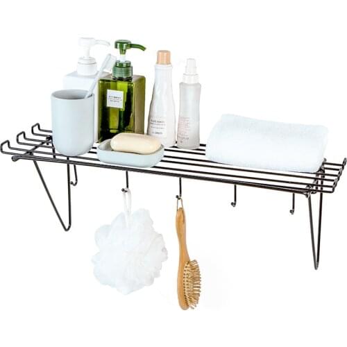 BF040 Useful Bathroom iron storage rack with hook, hanging spoon spatula perforation free storage rack 57*20cm