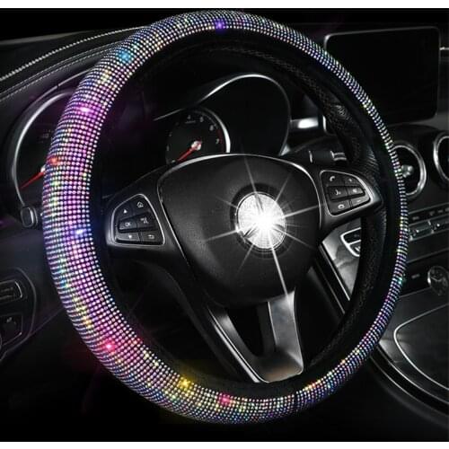 Car Steering Wheel Covers Car styling Auto Accessories Set for girl Bling full Crystal Steering wheel cover Rhinestone Diamond