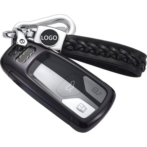 Kwaks TPU Car Key Case Full Protection Compatible For Audi 16-Q7 17-A4L 17-A5 TTS With Leather Keychain