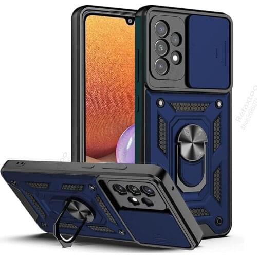 For Samsung Galaxy A52 A72 A42 Case Slide Camera Protector Hard Shockproof Armor Stand Cover Samsng A32 5G A12 4G A22 A82 Covers