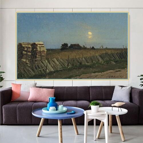 Citon Levitan Isaak Iliich《Moonlit night Logpiles》Canvas Oil Painting Artwork Poster Picture Modern Wall Decor Home Decoration