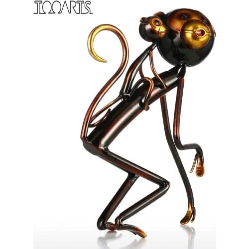Tooarts Monkey Carrys Baby Metal Figurine Iron Figurine Abstract Design Modern Craft Gift Home Decoration