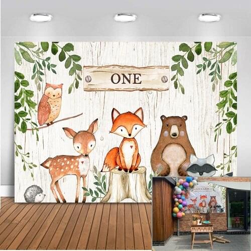 Wild One Background for Photo Studio Newborn Baby Shower Woodland Party Backdrop Decoration Banner Dessert Table Background