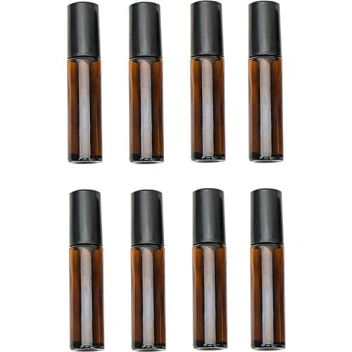 10ml Thick Brown Glass Bottle Leakproof Roller Ball for Essential Oil Refillable Roll on Perfume Bottle Empty Cosmetic Container