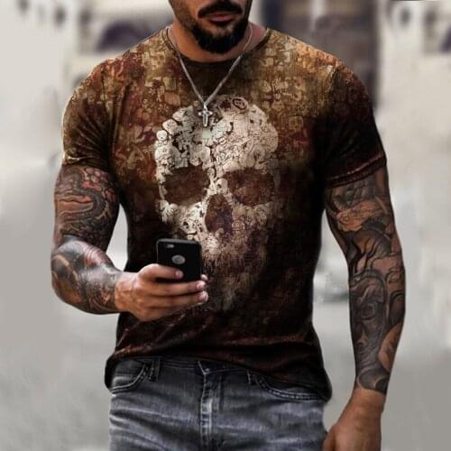 T Shirts for Mens Factory 2021 New Print Skull Hippie Style Pattern T-shirts Male Outdoor Streetwear Tshirts Oversize Fashion