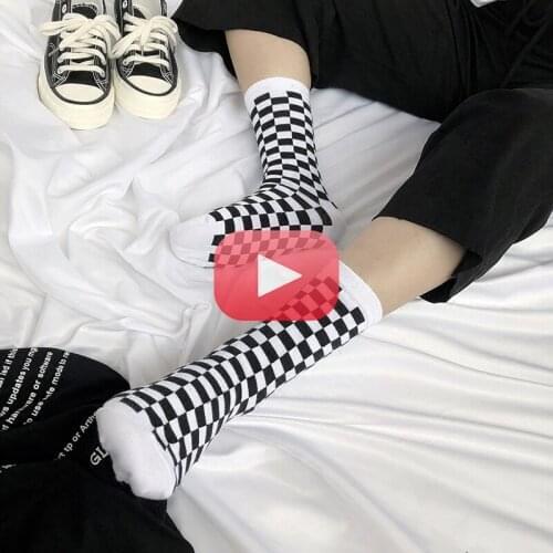 Korea Funky Harajuku Trend Women Checkerboard Socks Geometric Checkered Socks Men Hip Hop Cotton Unisex Streetwear Novelty Socks