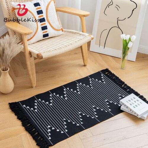 Bubble Kiss Carpets For Living Room Modern Minimalist Style Cotton Linen Tassel Home Decoration Rugs Bedroom Bedside Feet Mats