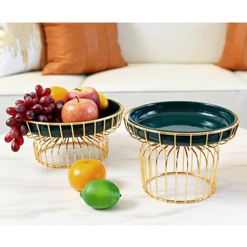 Creative Nordic European Luxury Fruit Bowl With Stand Modern Living Room Food Serving Tray Porcelain Dessert Candy Snack Plate