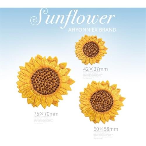 Maxsin 1 PCS High Quality Yellow Sunflower Embroidered Iron On Patches for Clothes Dress Jacket DIY Patches