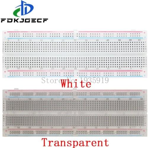 MB-102 White/Transparent Breadboard 830 Point Solderless PCB Bread Board MB102 Test Develop DIY Electronic experimental