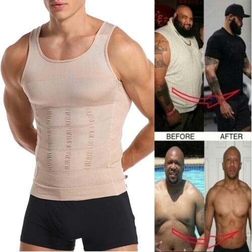 Men Body Shapers Tight Skinny Sleeveless Shirt Fitness Waist Trainer Elastic Beauty Abdomen Tank Tops Slimming Boobs Gym Vest