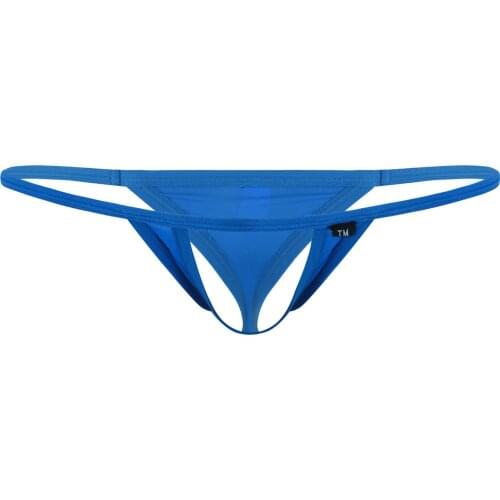 Men Sexy Briefs Low Rise Hollow Out G-String Elastic Waistband T-Back Thong Briefs Front Hole Bulge Pouch Underwear Underpants