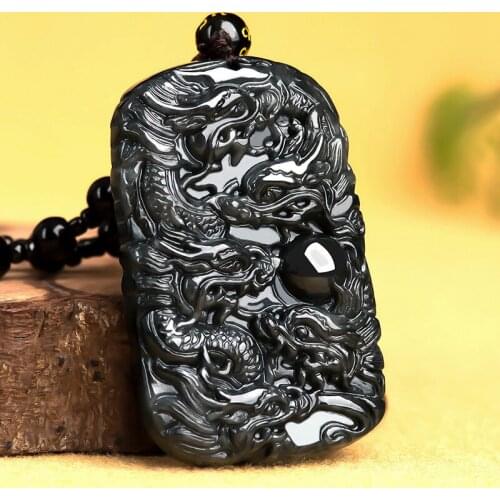 Natural Burmese A Cargo Jade Black-Bone Chicken Zodiac Dragon Brand Kowloon Guardian Male Female Jade Pendant Pendant Jewelry
