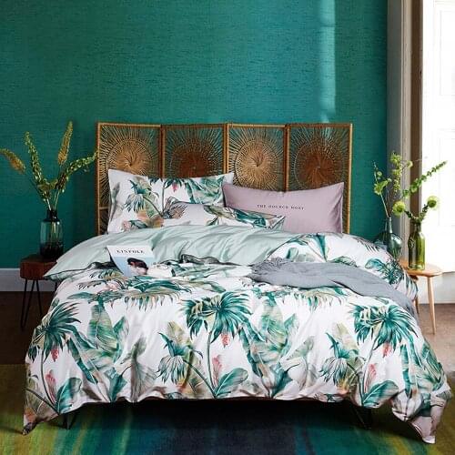 Nordic Pastoral Floral Egyptian Cotton Bedding Set Queen King Size Duvet Cover Set Fitted Sheet Pillowcase