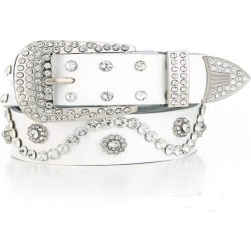 NEW 2021 fashion belts for women WHITE Leather BELT wide 3.3CM long 108CM full rhinestone cheap High quality Christmas GIFT