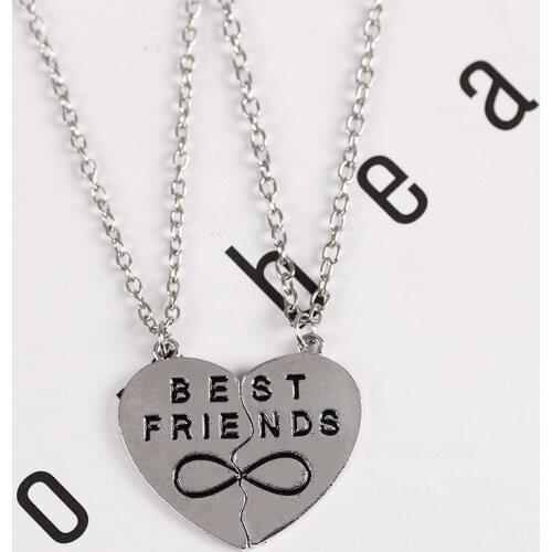 New Broken Heart Pendant Necklace Best Friends Forever 2pcs Splicing Necklace Friendship Gifts Wholesale