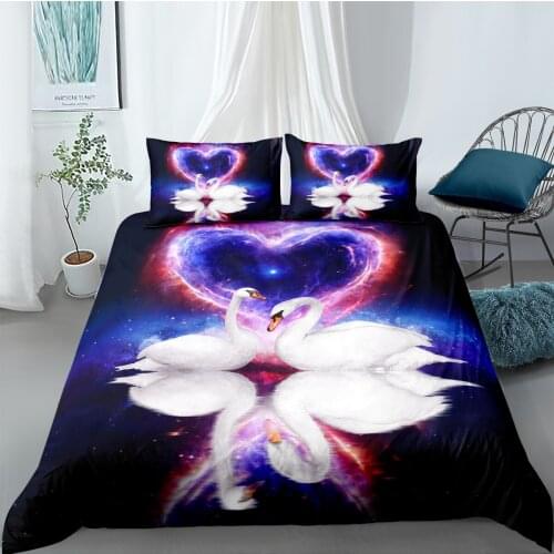 3D Animal Duvet Cover Set Bedding Sets Quilt Covers Pillow Cases Full Twin Double Single Size White Swan Custom Bedding Sets