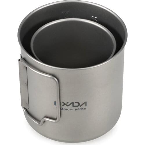 Camping Mug Titanium Cup Outdoor Portable Camping Picnic Water Cup Mug with Foldable Handle Tourist Tableware Picnic