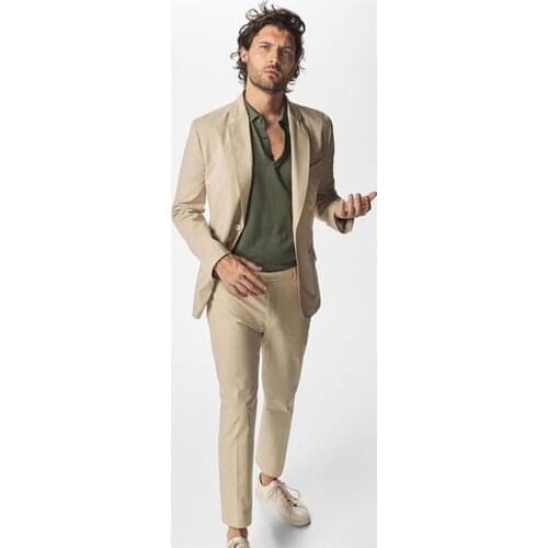 Slim Fit Casual Men Suits Blazer Wedding Tuxedos Groom Wear 2 Pieces (Jacket+Pants) Terno Groomsman Suits Costume Homme