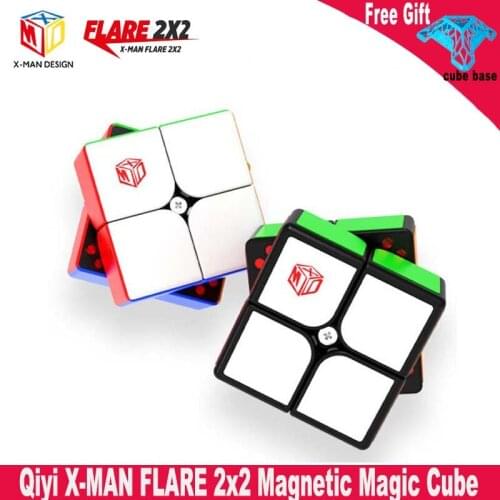Qiyi X-MAN FLARE 2x2 Magnetic Black Magic Cube Mofangge 2x2x2 XMD Speed Cube 51mm stickerless cubo magico Educational Toys