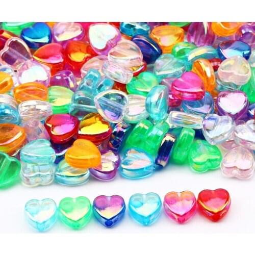 Multicolor Mixed Acrylic Spacer Beads 9mm Heart-Shaped Loose Beaded For Jewelry Making Diy Charm Necklace Bracelet Accessories