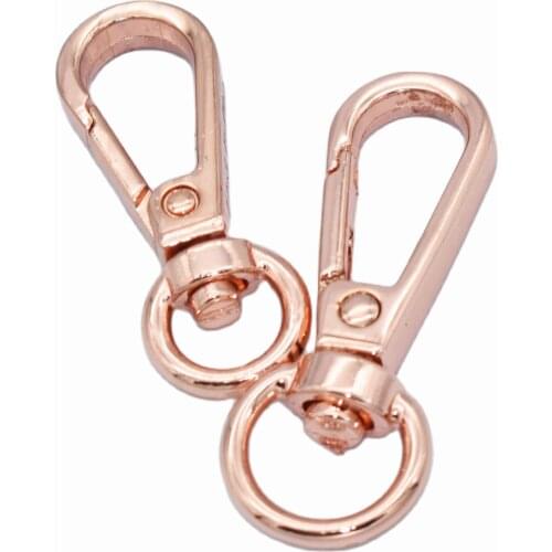 Rose Gold Swivel Clasps Lobster Claw Clasp Snap Hook Keychains Base Lanyards Keys Clips Bag Key Ring Strap Webbing Clip 6 pcs