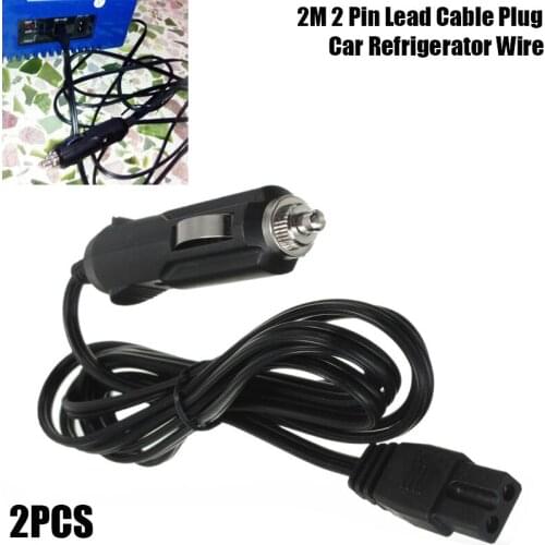 2Pcs 2m 2 Pin Lead Cable Plug Wire Car Refrigerator Cigarette 12V DC Replacement Cooler Cool Box Mini Fridge Lighter Power Cord