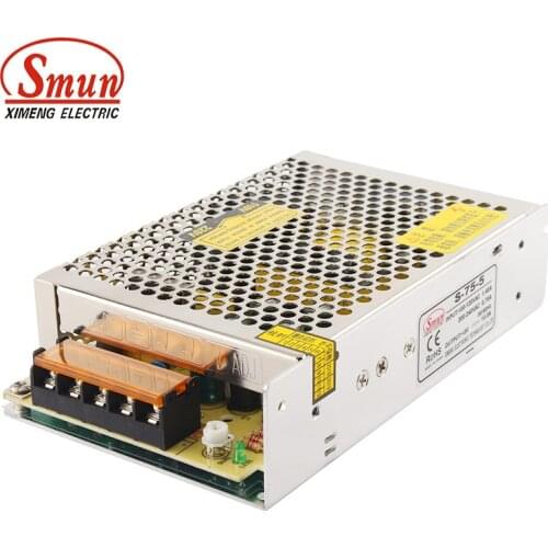 SMUN S-75-5 110V/220VAC to 75W 5VDC 15A Switching Power Supply Single Output AC/DC SMPS