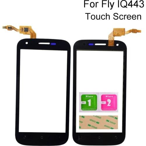 Touch Screen Glass For Fly IQ443 IQ 443 Touch Screen Digitizer Glass Lens Sensor Flex Cable Replacement Parts Tools Adhesive