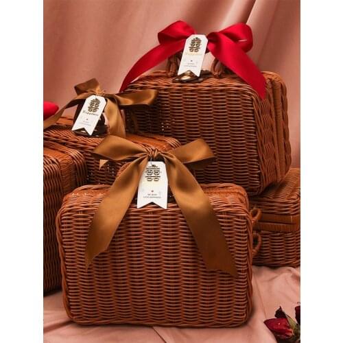 Bridesmaid Wedding Souvenir Packing Box Luxry Rattan Birthday Christmas Valentiness Day Gift Package Box Handmade 1PC