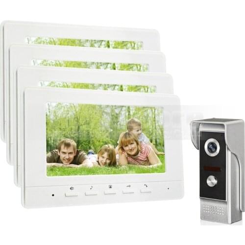 DIYSECUR 7inch Video Intercom Video Door Phone 700TV Line IR Night Vision Outdoor Camera for Home / Office Security System 1V4