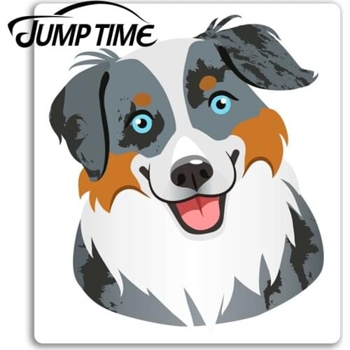 Jump Time for Australian Sheepdog Vinyl Stickers Dog Sticker Laptop Luggage Auto Bumper Motor Decal Waterproof Car Accessories