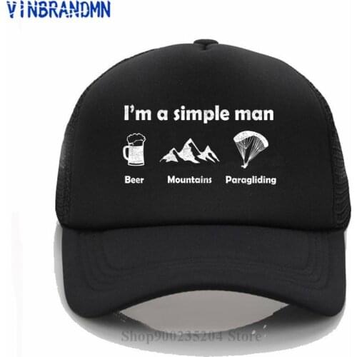 Vintage Paragliding Proverbs I Beer and Mountains Baseball cap for 2021 Retro summer design I am a simple man Paraglider sun hat