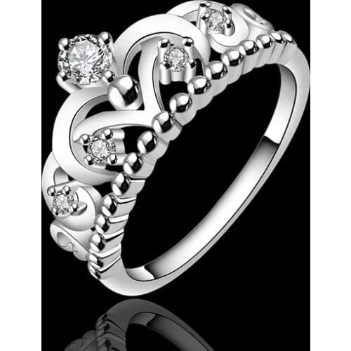 Beautifully WOMEN wedding Crown Crystal silver color rings fashion jewelry Free shipping Women wedding rings best gifts R601