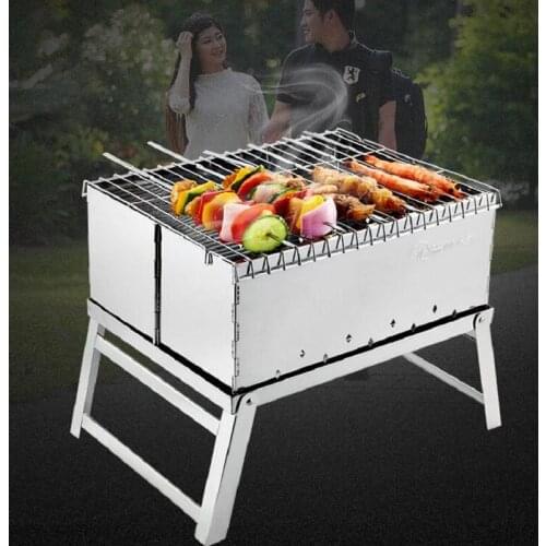 1Set Stainless Steel Portable Household Charcoal Grills For Camping Campfire BBQ Tools Outdoor Folding Barbecue Rack Wire Meshes