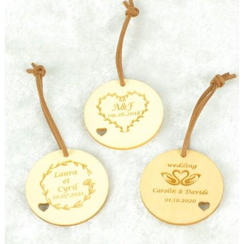 10PCS Personalized Round Tags Custom Engraved Wedding Gift Tag Labels Baptism Rustic Wedding Party Supplies