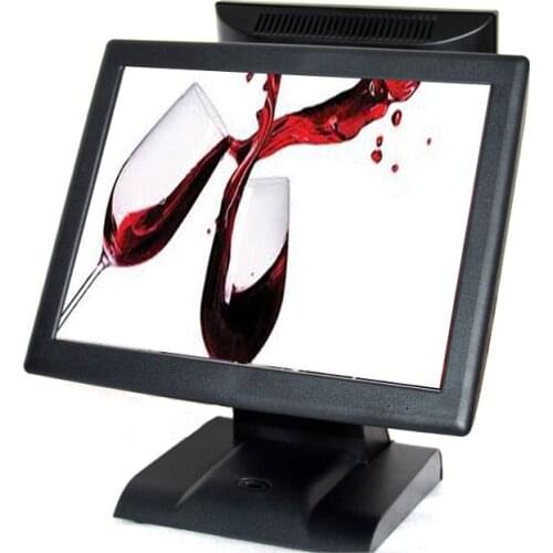 15+12'' J1900 mainboard POS system dual screen cash register High Quality POS machine dual screen black