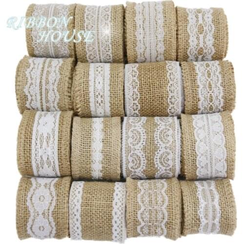 2meters/roll) 5cm Natural Jute Burlap Ribbon Rustic Vintage Wedding Decor Hessian Lace Jute Roll DIY