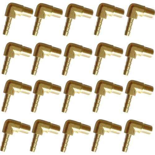 20 Pieces Right Angle Male Hose Connector Barb Air Gas Parts Connector