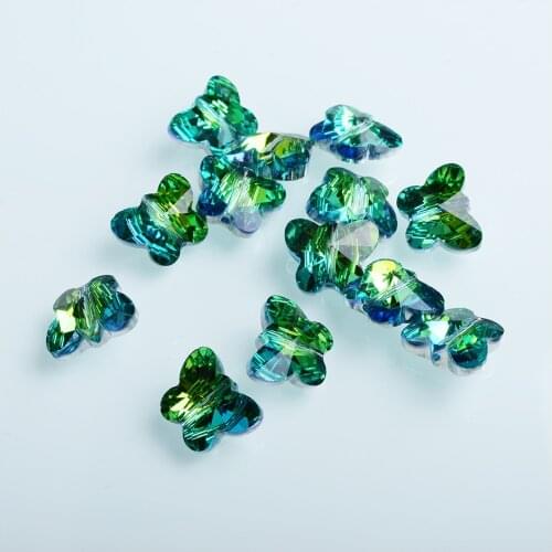 2020 New Color 14mm Butterfly Shape Beads Glass Rhinestone Crystal Beads for DIY Earring Necklace