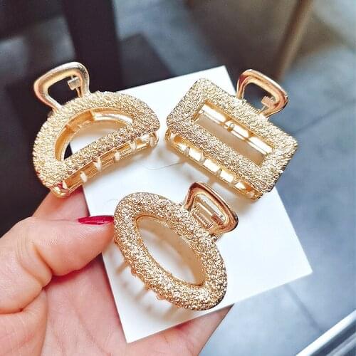 2021 new ladies elegant golden hollow geometric hair claws retro hairpin headband hairpin fashion hair accessories