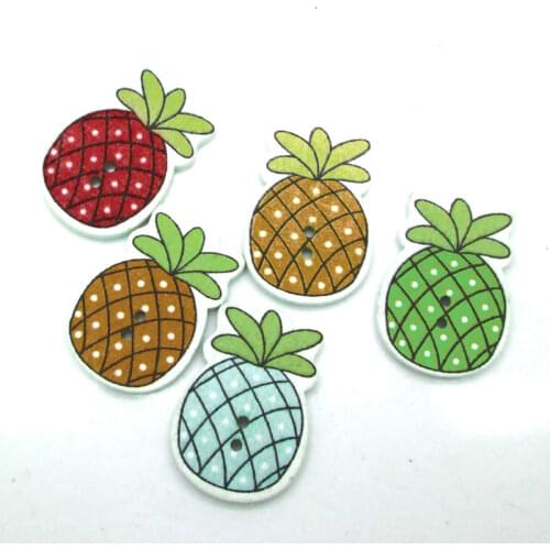 50pcs 29x20mm Mixed Pineapple Wooden Buttons For Clothes Crafts Sewing Scrapbooking DIY Accessories