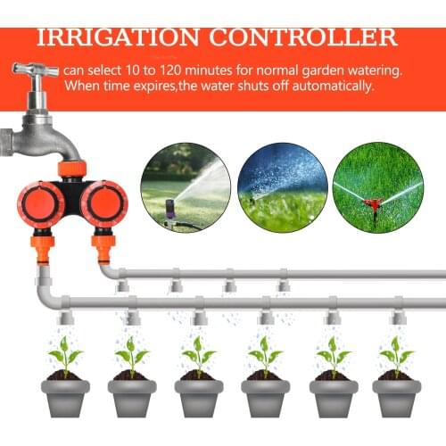 Automatic Irrigation Controller Device Garden Mechanical Water Timer No Battery Needed 2 Hours Adjustable Water Timer 2 Out-let